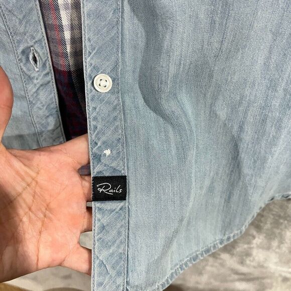 Rails Chambray Plaid Button Down Shirt Long Sleeve Collared Womens Size Medium - Picture 3 of 8